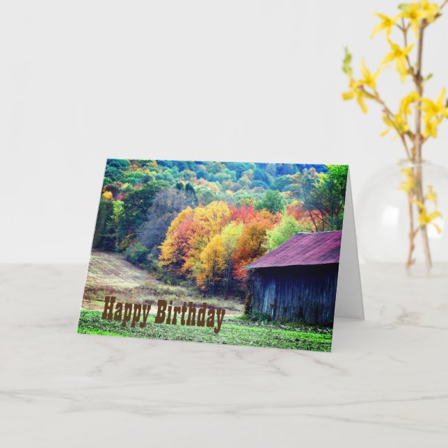 Carte d'anniversaire de la cabane à tabac en autom (Fleur jaune)