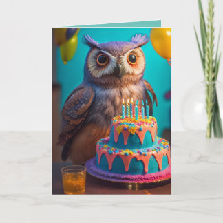 Carte d'anniversaire de la Chouette colorée