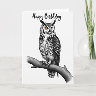 Carte d'anniversaire de la chouette majestueuse