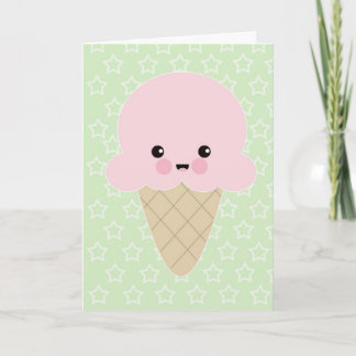 Carte d'anniversaire de la crème glacée Cute Kawai