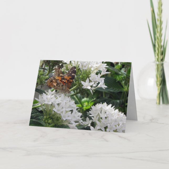 Carte d'anniversaire de la dame peinte Papillon (Devant)