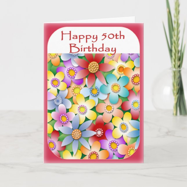 Carte d'anniversaire de la Diva's Flower Power 50t (Devant)