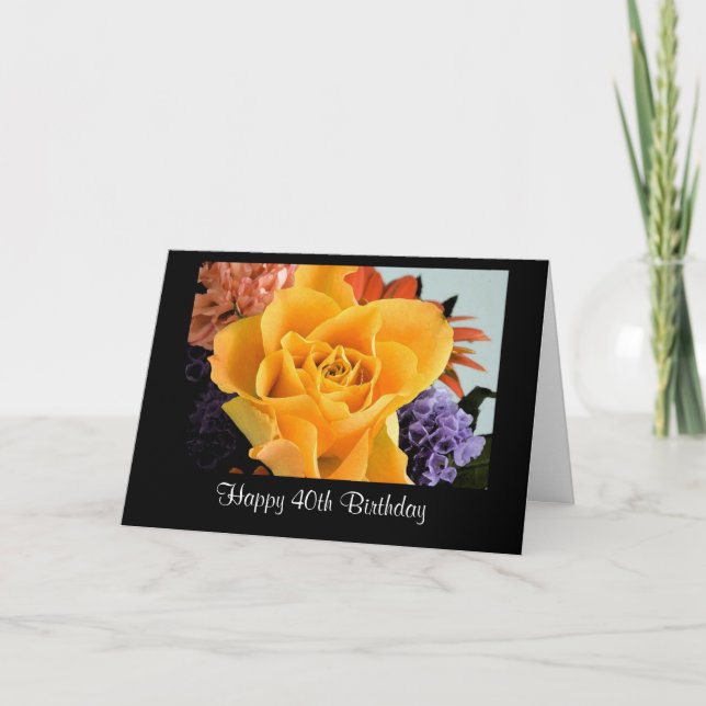 Carte d'anniversaire de la Diva's Yellow Rose 40th (Devant)