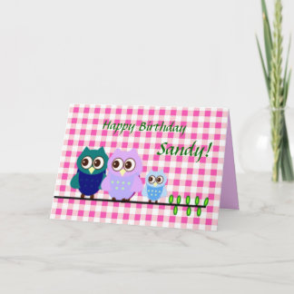 Carte d'anniversaire de la famille des Chouettes