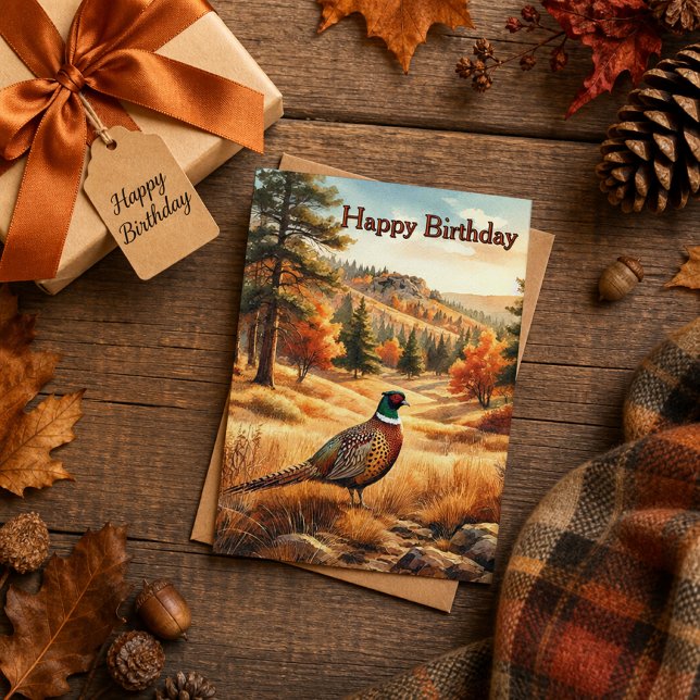 Carte d'anniversaire de la faune de faisan d'autom (Créateur téléchargé)