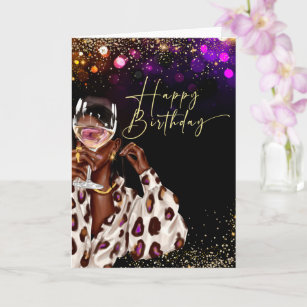 Carte de souhait afro- anniversaire femme