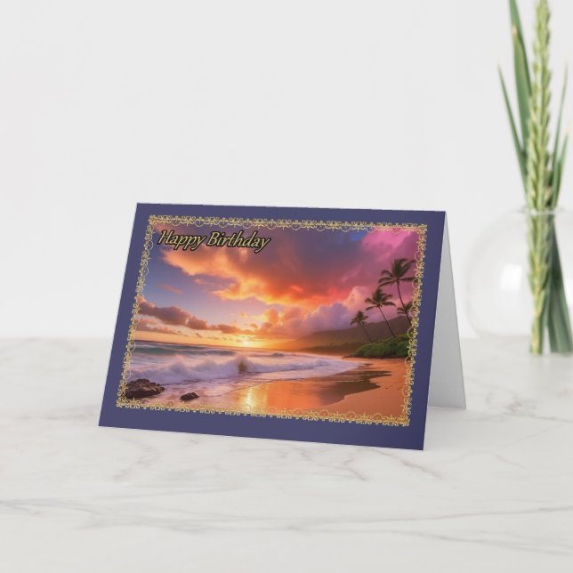 Carte d'anniversaire de la femme Sunset Waves (Devant)