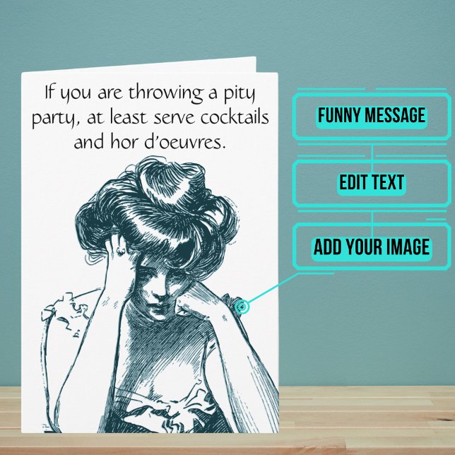 Carte d'anniversaire de la fête de pitié vintage (Looking for the perfect funny card with a retro twist?)