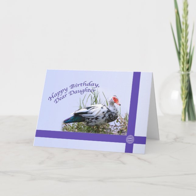 Carte d'anniversaire de la fille avec le canard de (Devant)