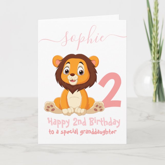 carte d'anniversaire de la fille Lion (Devant)