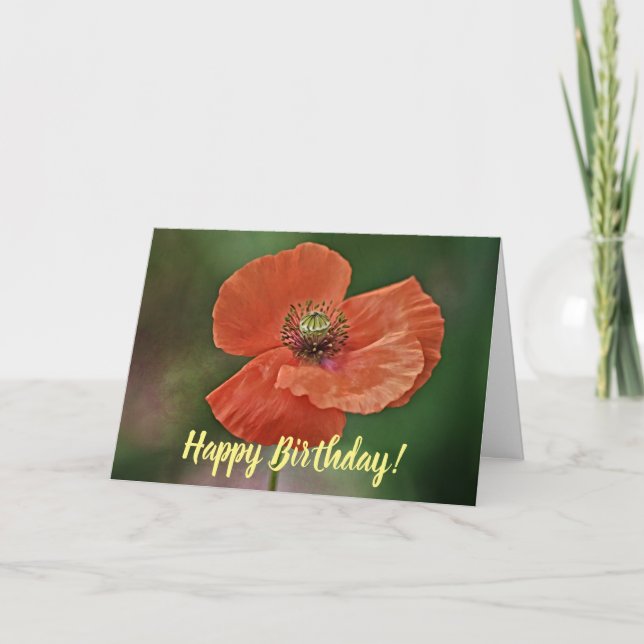 Carte d'anniversaire de la fleur de coquelicot ora (Devant)