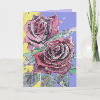 Carte d'anniversaire de la floraison de rose rouge