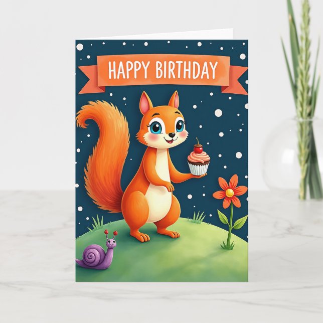 Carte d'anniversaire de la forêt étoilée (Devant)