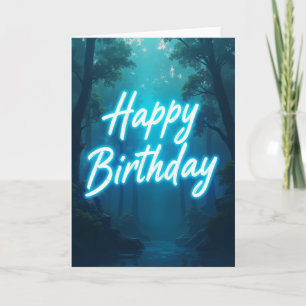 Carte d'anniversaire de la forêt lumineuse