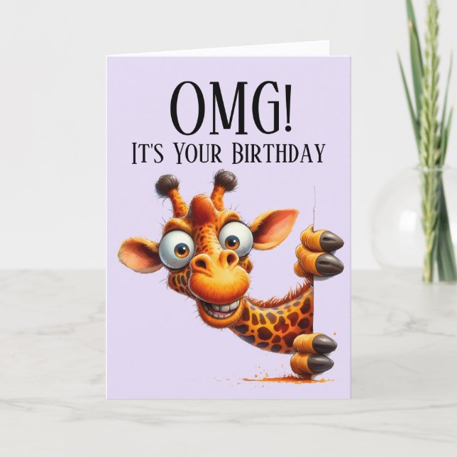 Carte d'anniversaire de la Giraffe de Peeking (Devant)