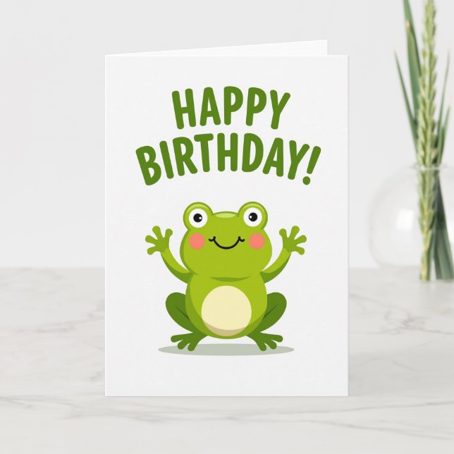 Carte d'anniversaire de la grenouille joyeuse (Devant)
