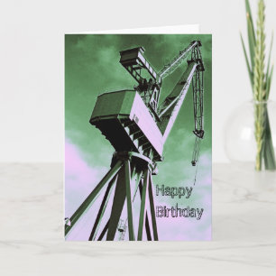 Carte d'anniversaire de la grue du chantier naval