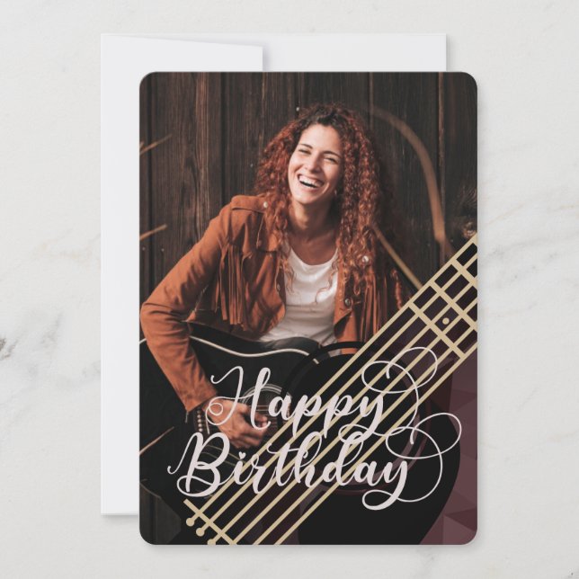 Carte d'anniversaire de la guitare acoustique (Devant)