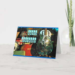 Carte d'anniversaire de la guitare - Customisée