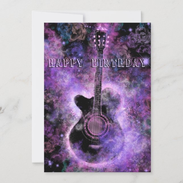 Carte d'anniversaire de la guitare musicale (Devant)