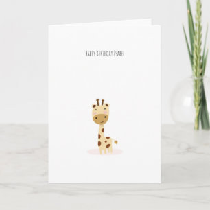 Carte d'anniversaire de la jolie petite girafe