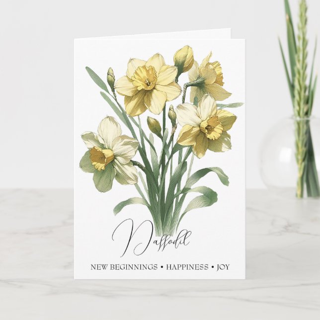 Carte d'anniversaire de la jonquille, fleur de nai (Devant)