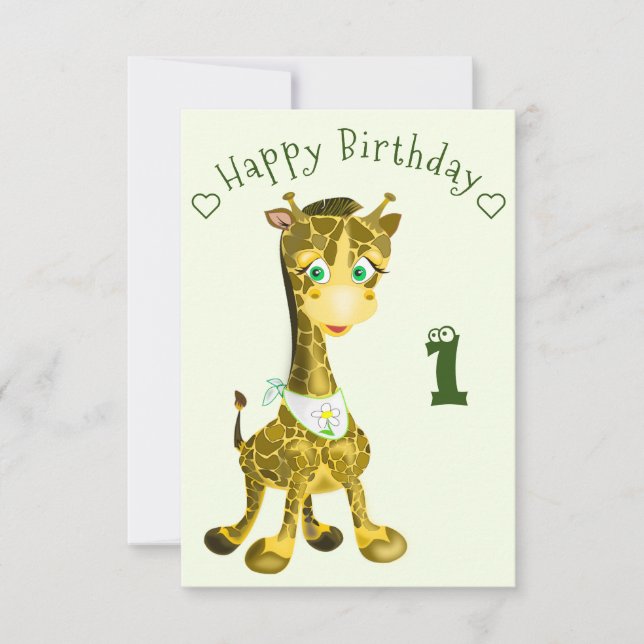 Carte d'anniversaire de la joyeuse Giraffe Baby (Devant)