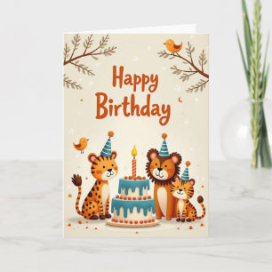 Carte d'anniversaire de la jungle fantaisiste