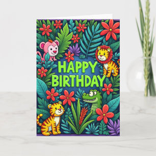 Carte d'anniversaire de la jungle tropicale