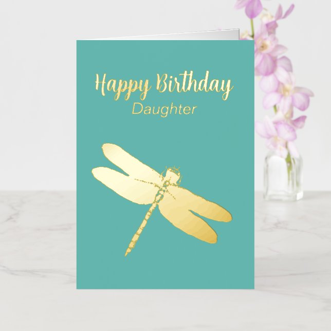 Carte d'anniversaire de la libellule pliée turquoi (Orchidée)