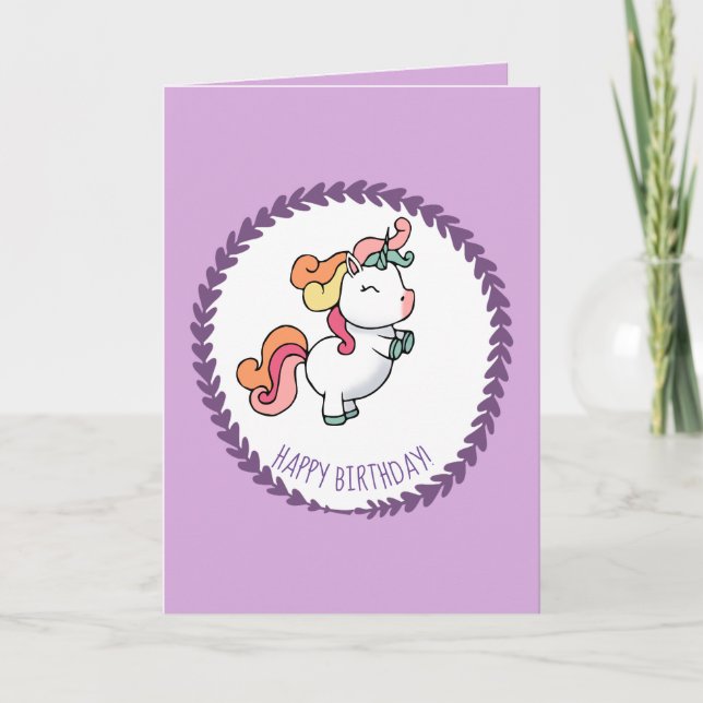 Carte d'anniversaire de la licorne pastel mignonne (Devant)
