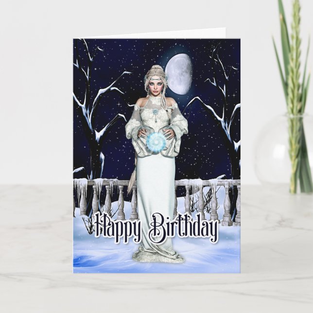 Carte d'anniversaire de la magie hivernale (Devant)