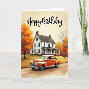 Carte d'anniversaire de la maison automnale