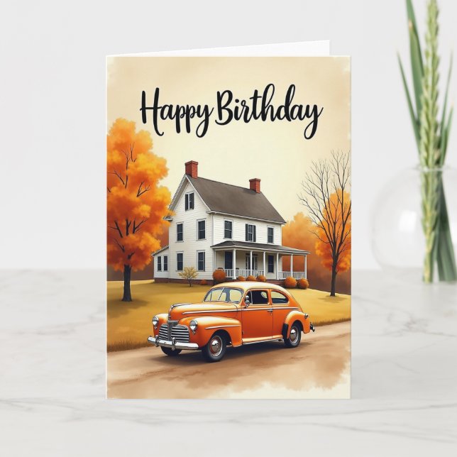 Carte d'anniversaire de la maison automnale (Devant)