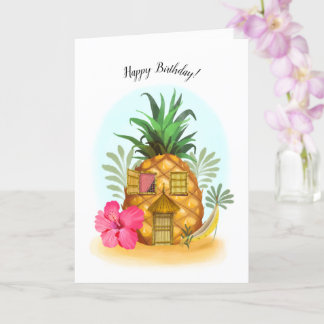 Carte d'anniversaire de la maison de plage Pineapp