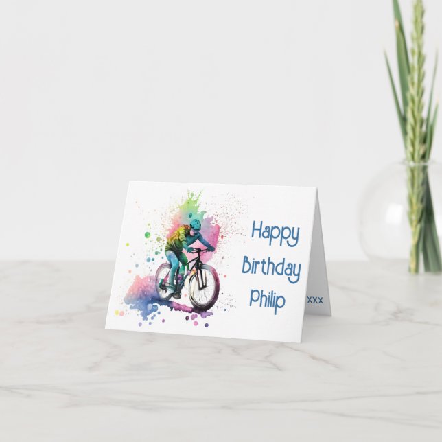 Carte d'anniversaire de la marine et du cycliste r (Devant)