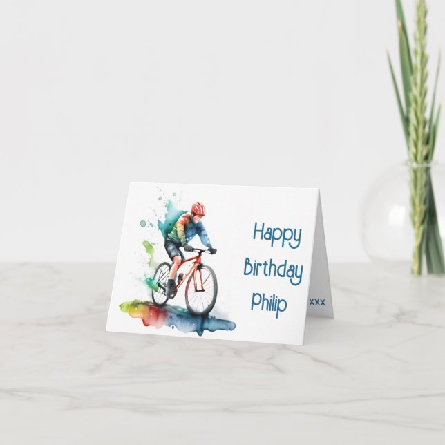 Carte d'anniversaire de la Marine et du cycliste r (Devant)