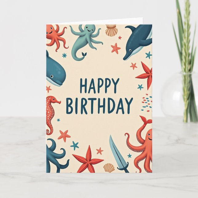 Carte d'anniversaire de la mer enjouée (Devant)