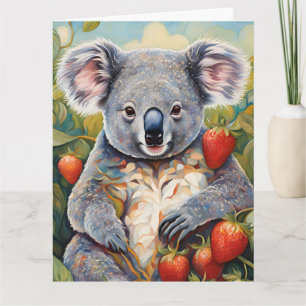 Carte d'anniversaire de la mignonne fraise Koala