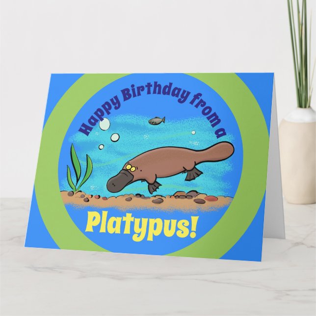 Carte d'anniversaire de la mignonne platypus sous- (Devant)