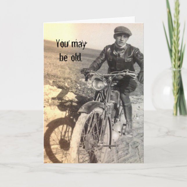 Carte d'anniversaire de la moto Vintage ancienne m (Devant)