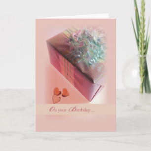 Carte d'anniversaire de la petite amie, rose, prés