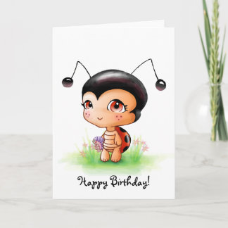 Carte d'anniversaire de la petite fille Ladybug