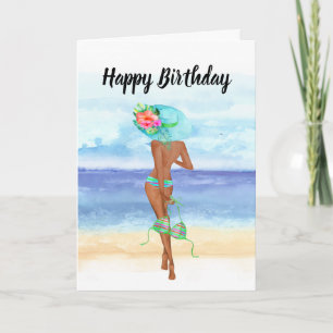 Carte d'anniversaire de la plage afro-américaine