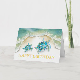 Carte d'anniversaire de la plage Watercolor