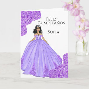 Carte d'anniversaire de la Quinceanera violette