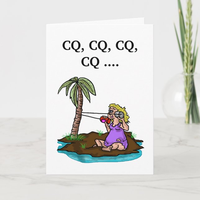 Carte d'anniversaire de la radio de jambon Femme î (Devant)