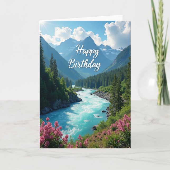 Carte d'anniversaire de la rivière joyeuse (Devant)