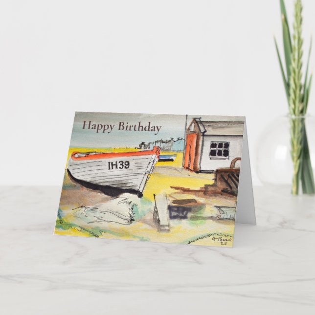 Carte d'anniversaire de la scène côtière d'Aldebur (Devant)