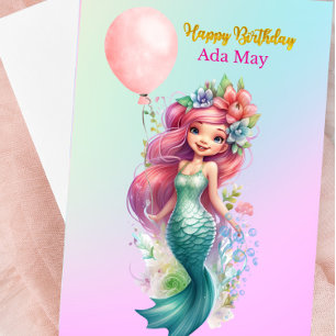 Carte d'anniversaire de la Sirène personnalisée po